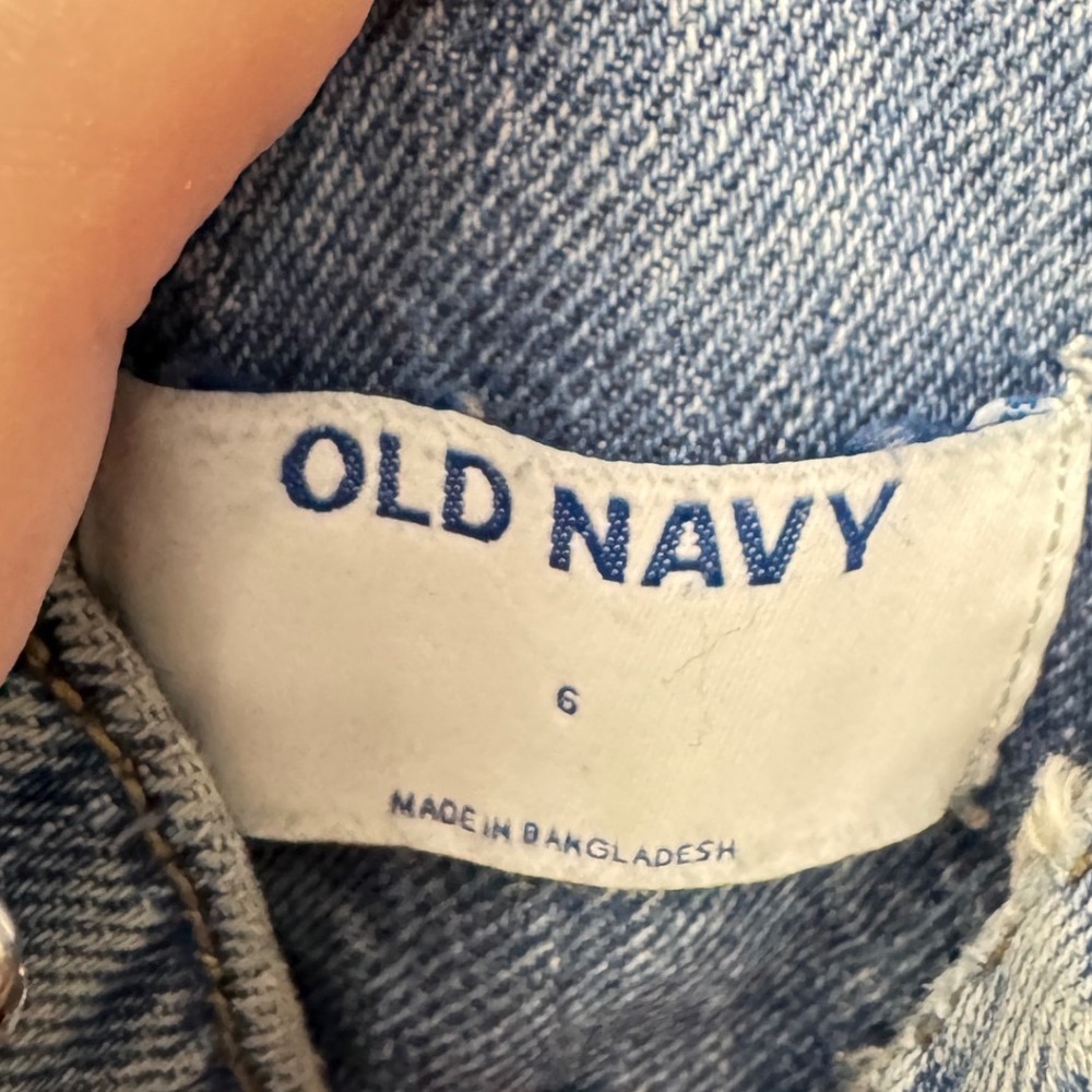 Old Navy Womens Light Wash Denim Overalls Straight Leg Distressed Blue Size 6 - Picture 4 of 8